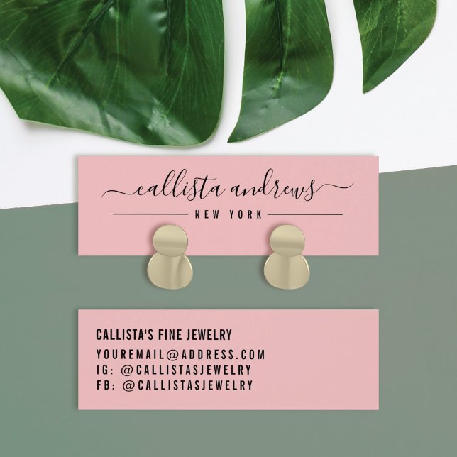 Simple Pink Black Script Earring Display Card (Creator Uploaded)