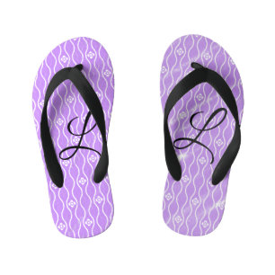 Simple pink black watercolor add your monogram th kid's thongs