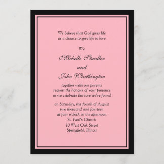 Simple Pink & Black Wedding Invitation Template