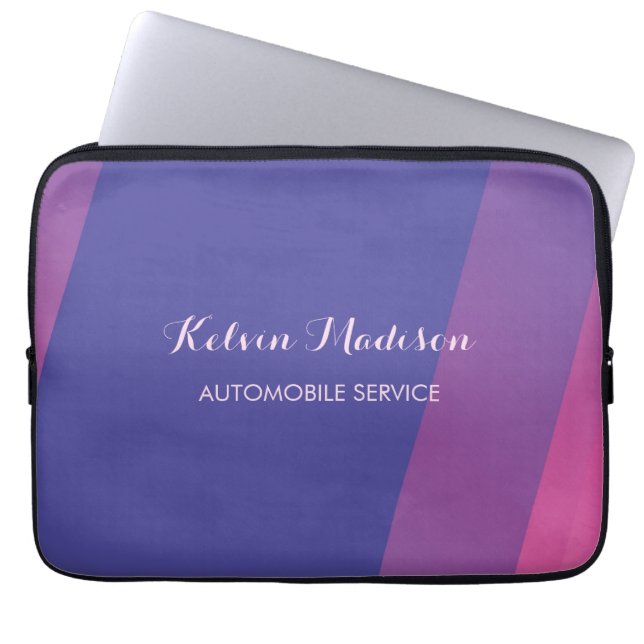 Simple pink blue diagonal lines laptop sleeve (Front)