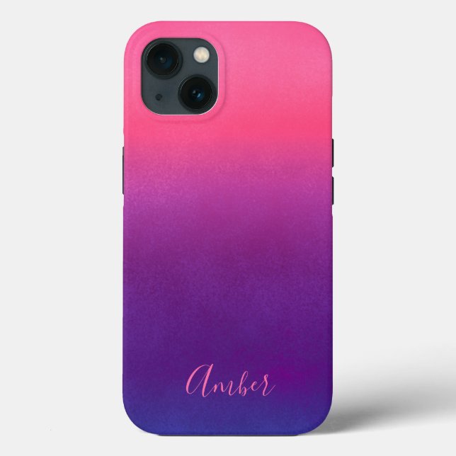 Simple Pink Blue Gradient Textured Personalised Case-Mate iPhone Case (Back)