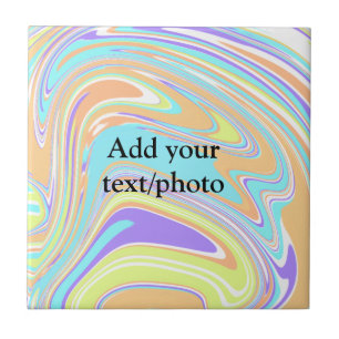 Simple pink blue orange yellow abstract add name t ceramic tile