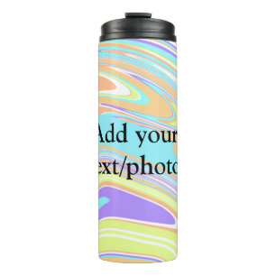 Simple pink blue orange yellow abstract add name t thermal tumbler