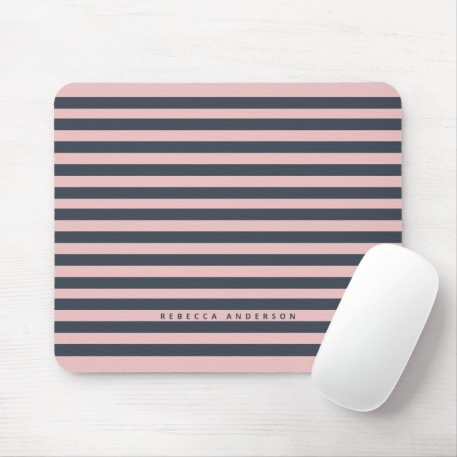  Simple Pink Blue Small Stipes Mouse Pad (With Mouse)
