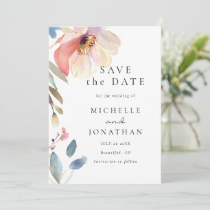 Simple Pink Blush Flower Modern Christian Wedding Save The Date