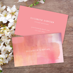 Simple Pink Blush Minimal Watercolor Business Card