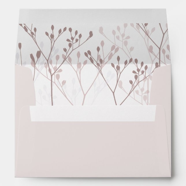 Simple Pink & Botanical Wedding  Envelope (Back (Bottom))