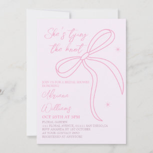 Simple Pink Bow Bridal Shower Invitation
