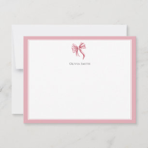 Simple Pink Bow Coquette Personalized Card