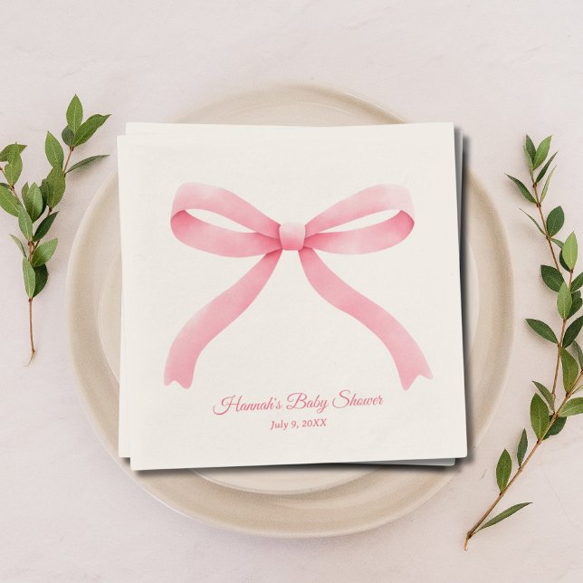 Simple Pink Bow Girly Baby Shower Napkins (Simple Pink Bow Girly Baby Shower Napkins)