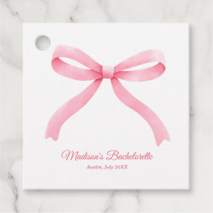Simple Pink Bow Girly Bachelorette Party Favour Tags