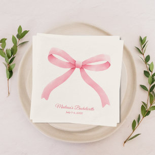 Simple Pink Bow Girly Bachelorette Party  Napkin