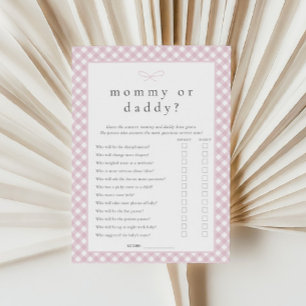 Simple Pink Bow Mommy or Daddy Game Card