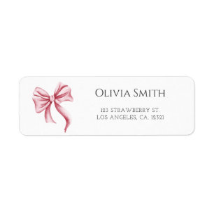 Simple Pink Bow Return Address Label