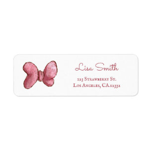Simple Pink Bow Return Address Label