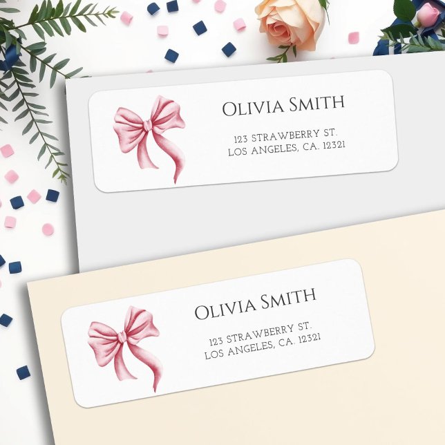 Simple Pink Bow Return Address Label (Creator Uploaded)