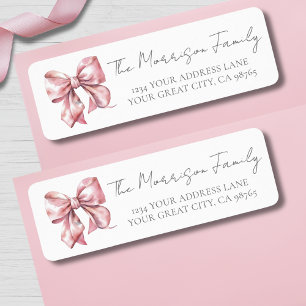 Simple Pink Bow Return Address Label