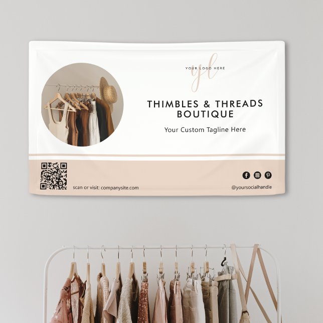 Simple Pink Business Logo Event Marketing QR Photo Banner (Creator Uploaded)