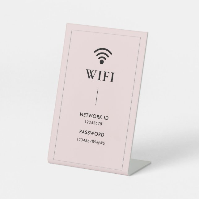 Simple Pink Business  Wifi Password and Network  Pedestal Sign (Front)