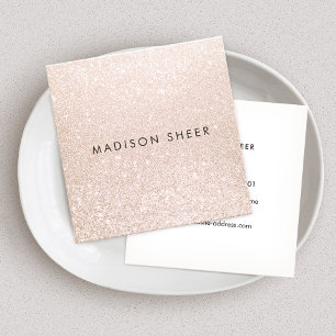 Simple Pink Champagne Glitter Beauty Stylist Square Business Card