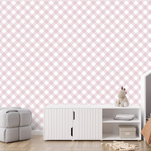 Simple pink check gingham plaid wallpaper