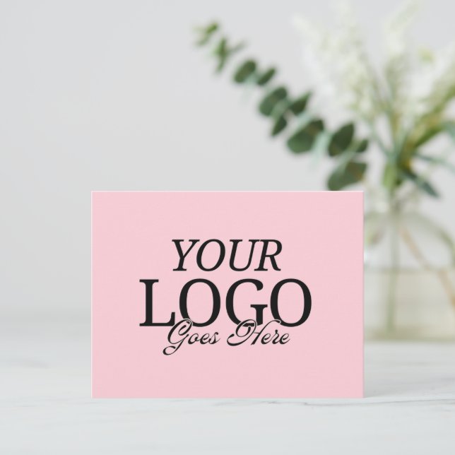 Simple Pink Company Logo With QR Code Business  Postcard (Standing Front)