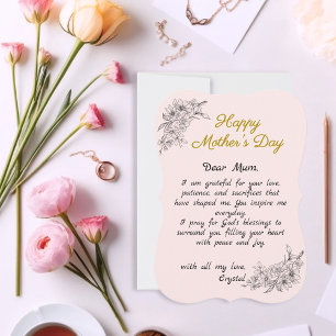 Simple Pink Custom Letter Mother’s Day Card