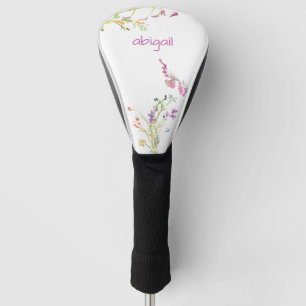 Simple Pink Custom Name Wildflowers Golf Head Cover