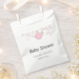 Simple Pink Cute Girl Clothesline Baby Shower Favour Bag