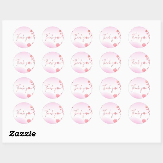 Simple pink daisy flower thank you baby shower  classic round sticker (Sheet)