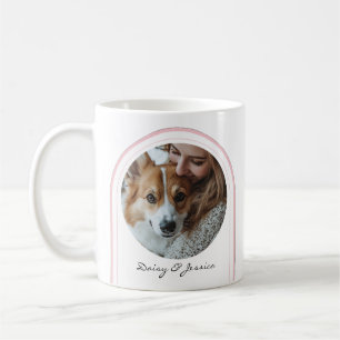 Simple Pink Dog Lover Photo Valentine's Day Name Coffee Mug