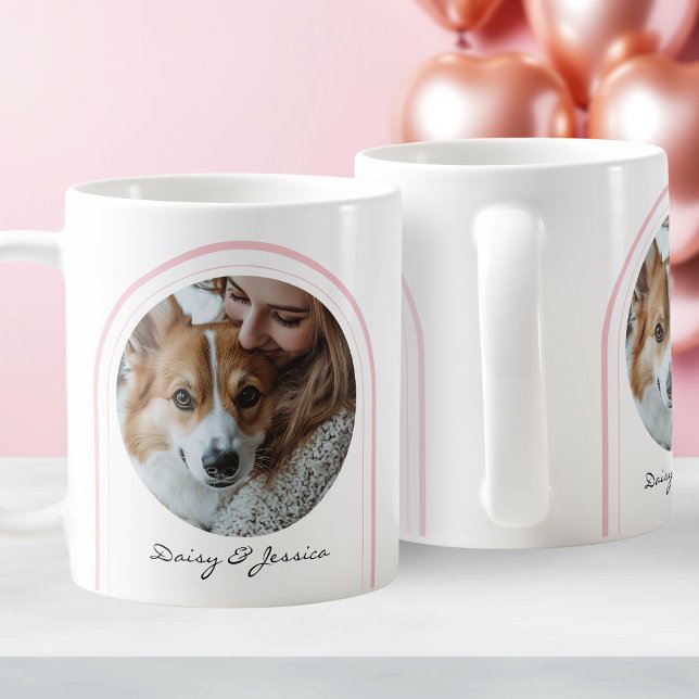 Simple Pink Dog Lover Photo Valentine's Day Name Coffee Mug (Simple Pink Dog Lover Photo Valentine's Day Name Coffee Mug)
