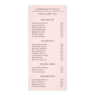 Simple Pink Elegant Minimal Price List Modern Rack Card