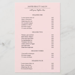 Simple Pink Elegant Modern Business Price List