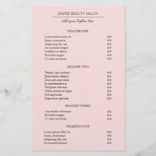 Simple Pink Elegant Modern Business Price List Flyer