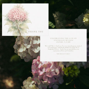 Simple Pink Floral Funeral Bereavement Thank You  Card