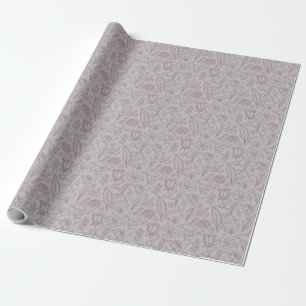 Simple Pink Floral on Grey   Wrapping Paper