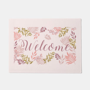 Simple Pink Floral Sketch Doormat