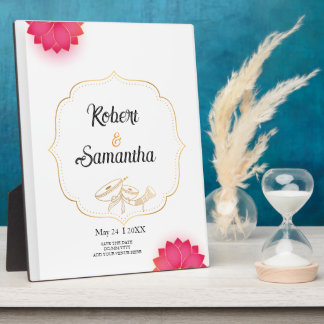 Simple Pink Flower Minimalist wedding plaque