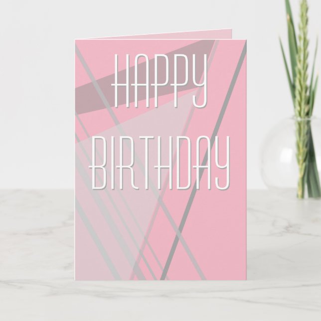 Simple Pink Geometric Birthday Card (Front)