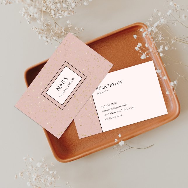 Simple Pink Glitter Nail Salon Manicurist Pastel Business Card (Creator Uploaded)