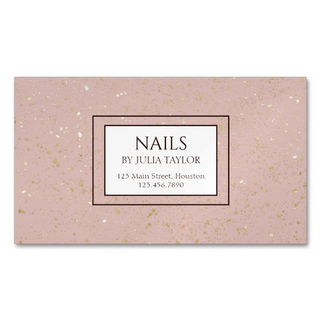 Simple Pink Glitter Nail Salon Manicurist Pastel Magnetic Business Card (Front)