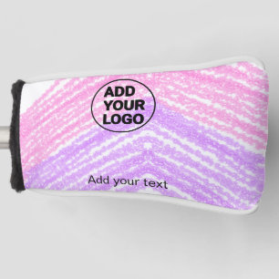 Simple pink glitter texture sparkle add logo text  golf head cover