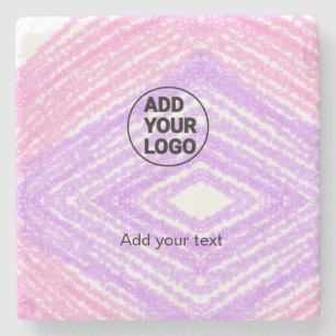 Simple pink glitter texture sparkle add logo text stone coaster