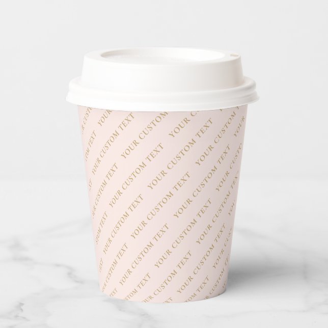 Simple Pink & Gold Custom Text / Your Name Pattern Paper Cups (Front)