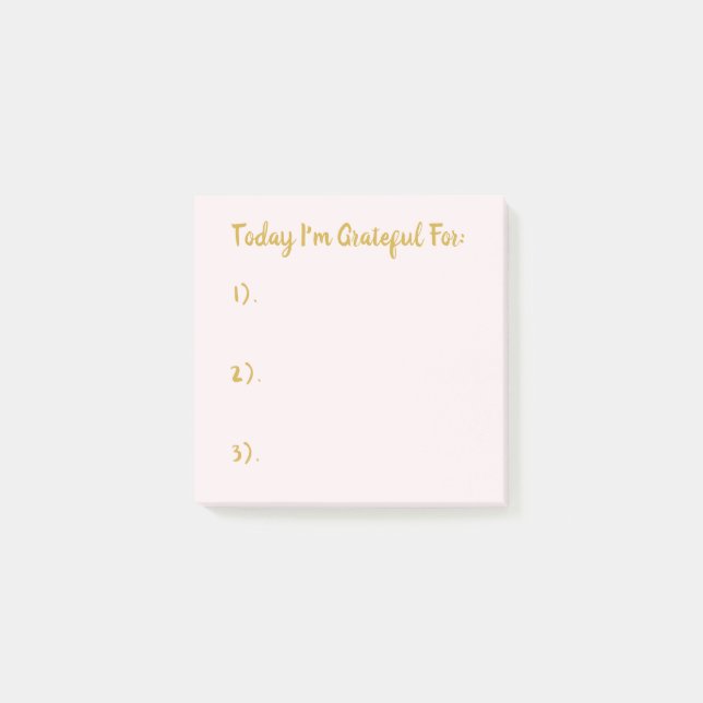 Simple Pink & Gold Gratitude Post-it Notes (Front)