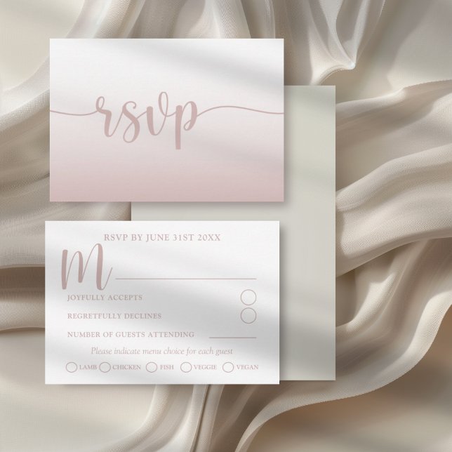 Simple Pink Gradient Calligraphy Wedding RSVP  (Creator Uploaded)