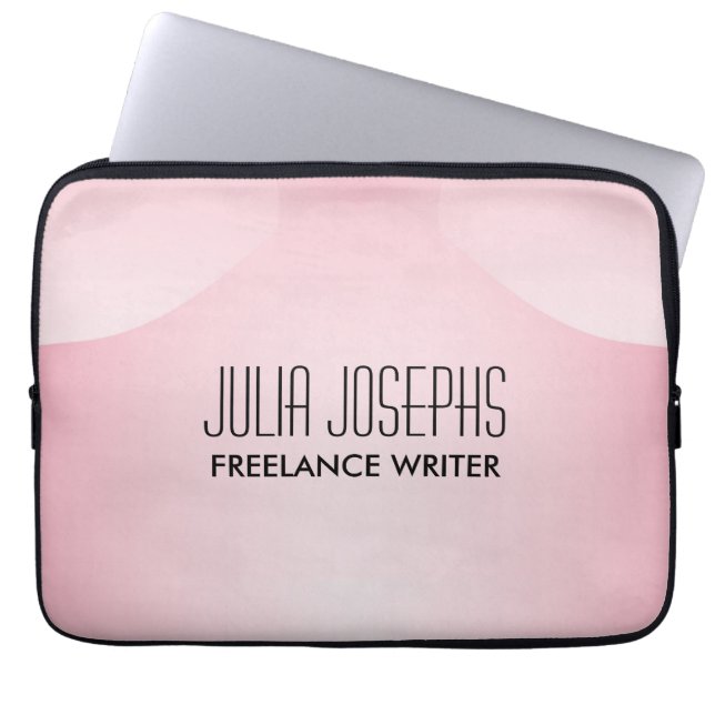 Simple pink gradient geometric laptop sleeve (Front)