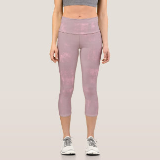 Simple Pink Grey Mallow Abstract Capri Leggings