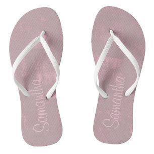 Simple Pink Grey Mallow Abstract Your Name Thongs